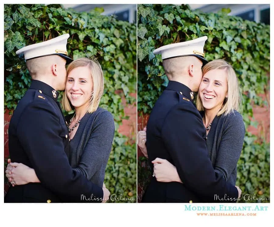 Marine whispering in girls ear