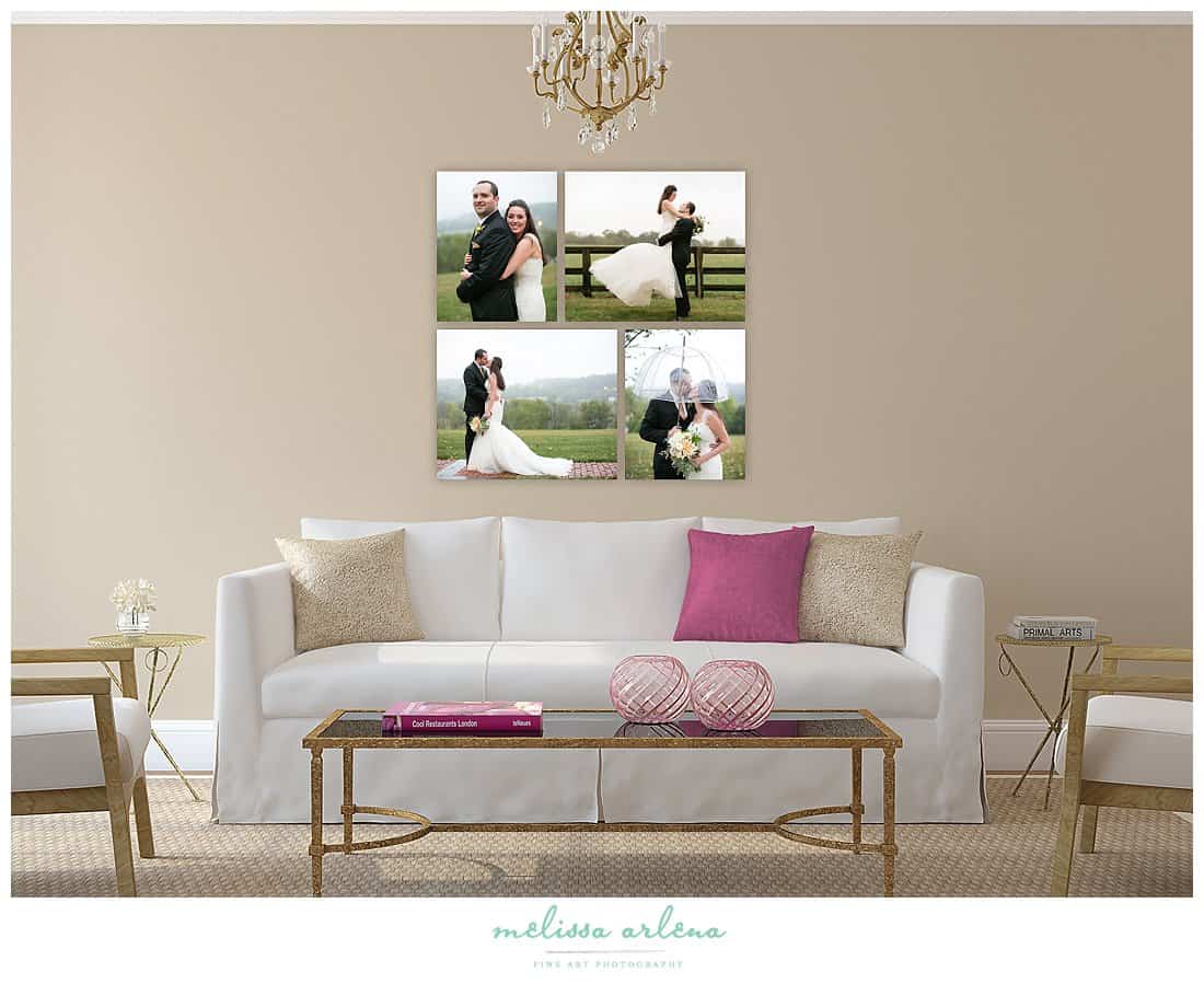 melissa arlena Wedding Canvas Collection over couch