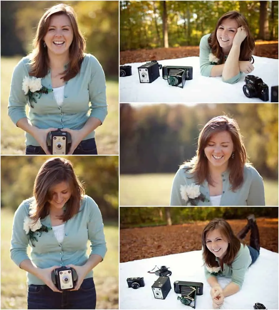 Virginia Wedding Photographer Melissa Arlena with cameras at Chatham for headshots.