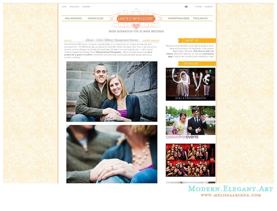 Melissa Arlena's photos of Allison and John's engagement session featured on United with Love