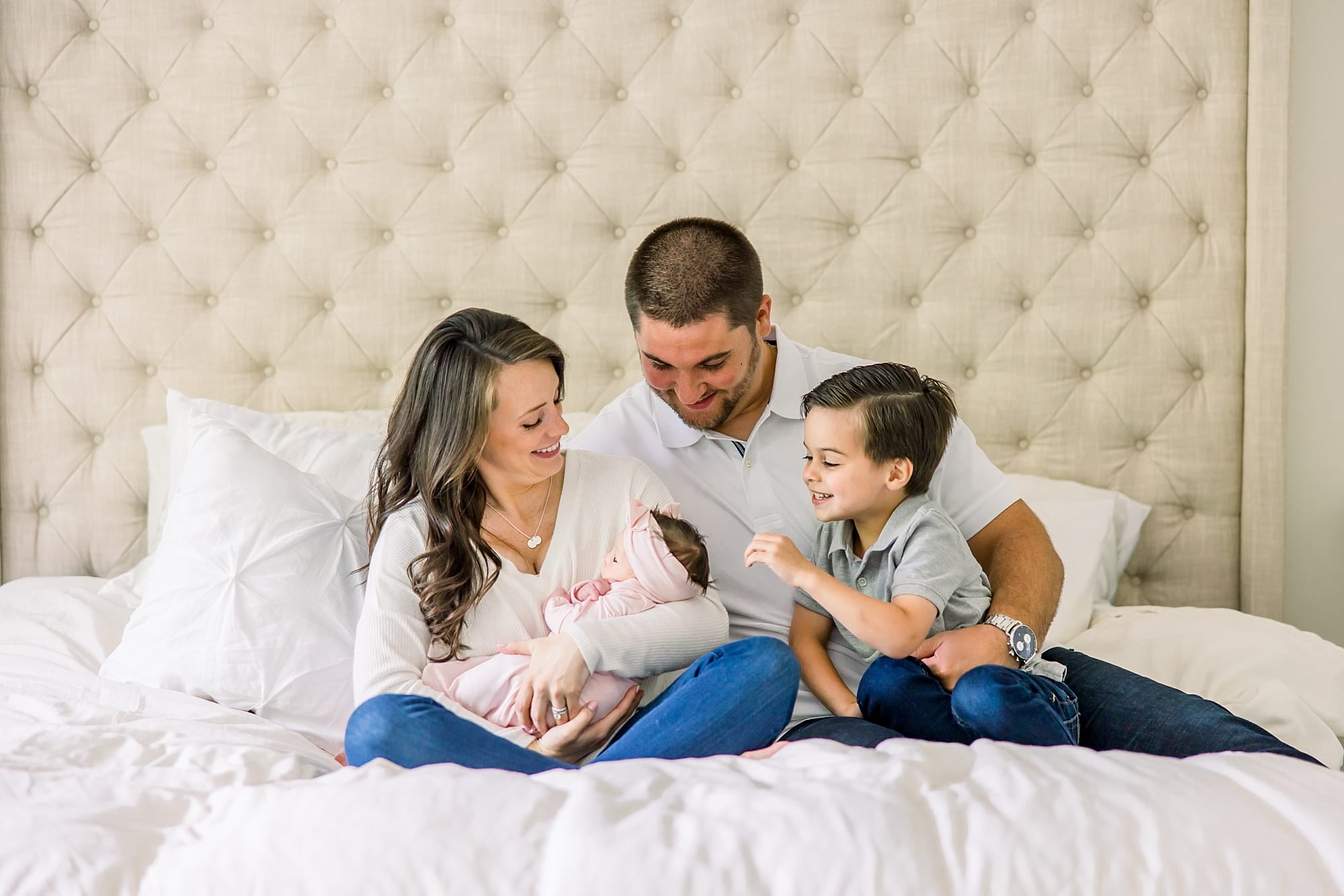 Newborn family portraits in Boca Raton home