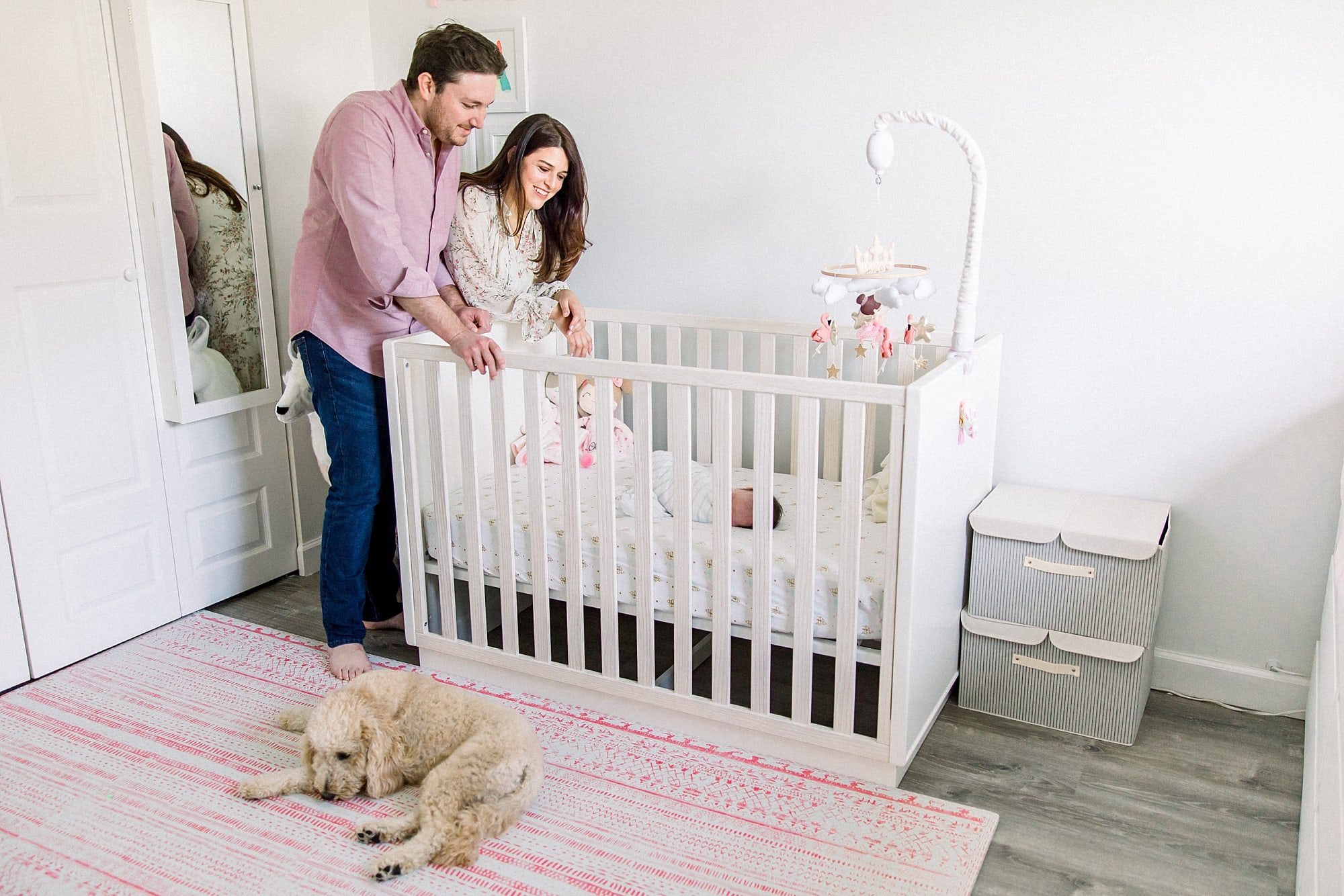 Boca Raton Newborn photography session in home with dog