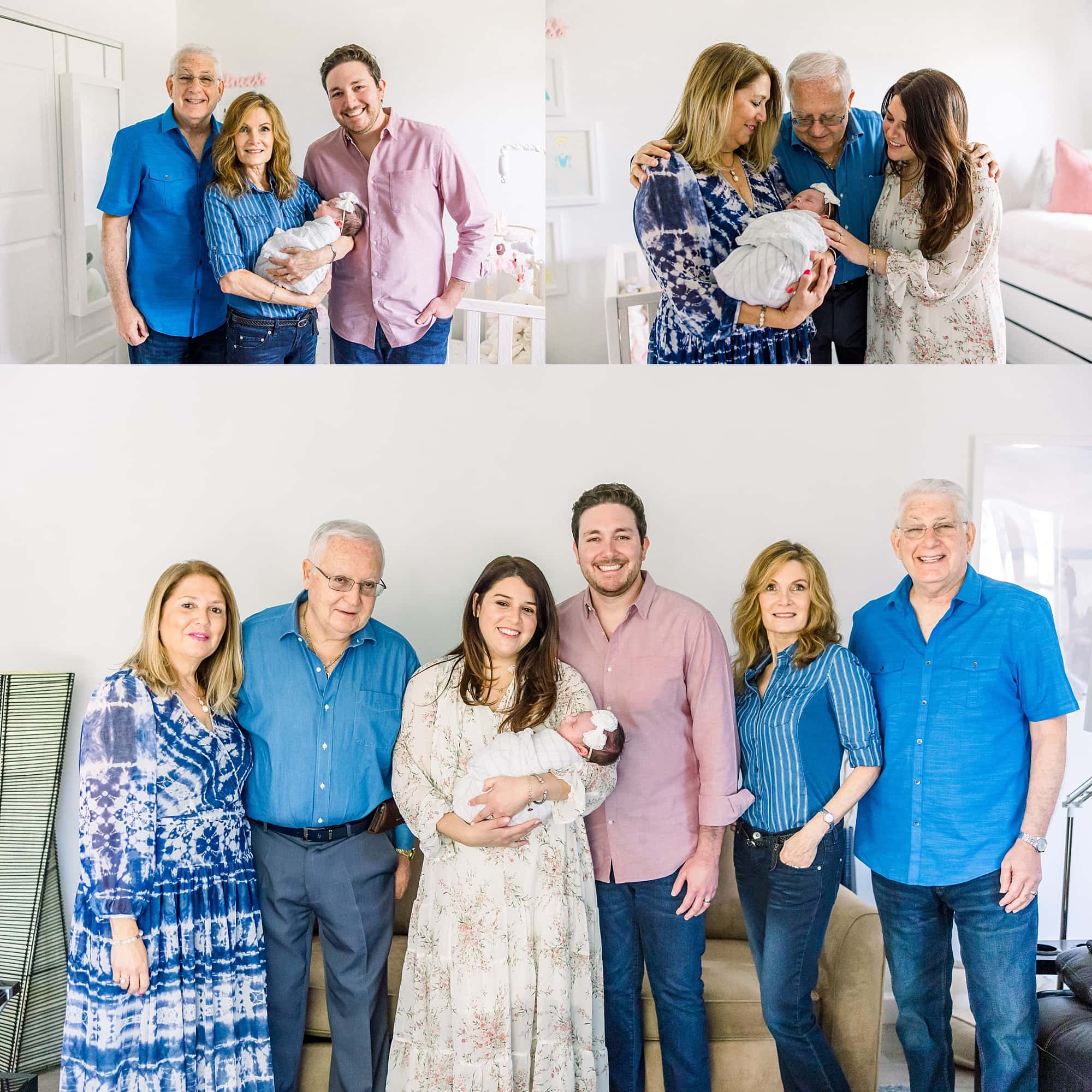 Family portraits with newborn in South Florida home to welcome new baby 