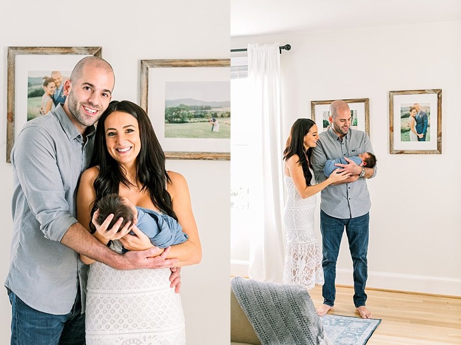 Proud Miami new parents with baby boy during lifestyle photo shoot