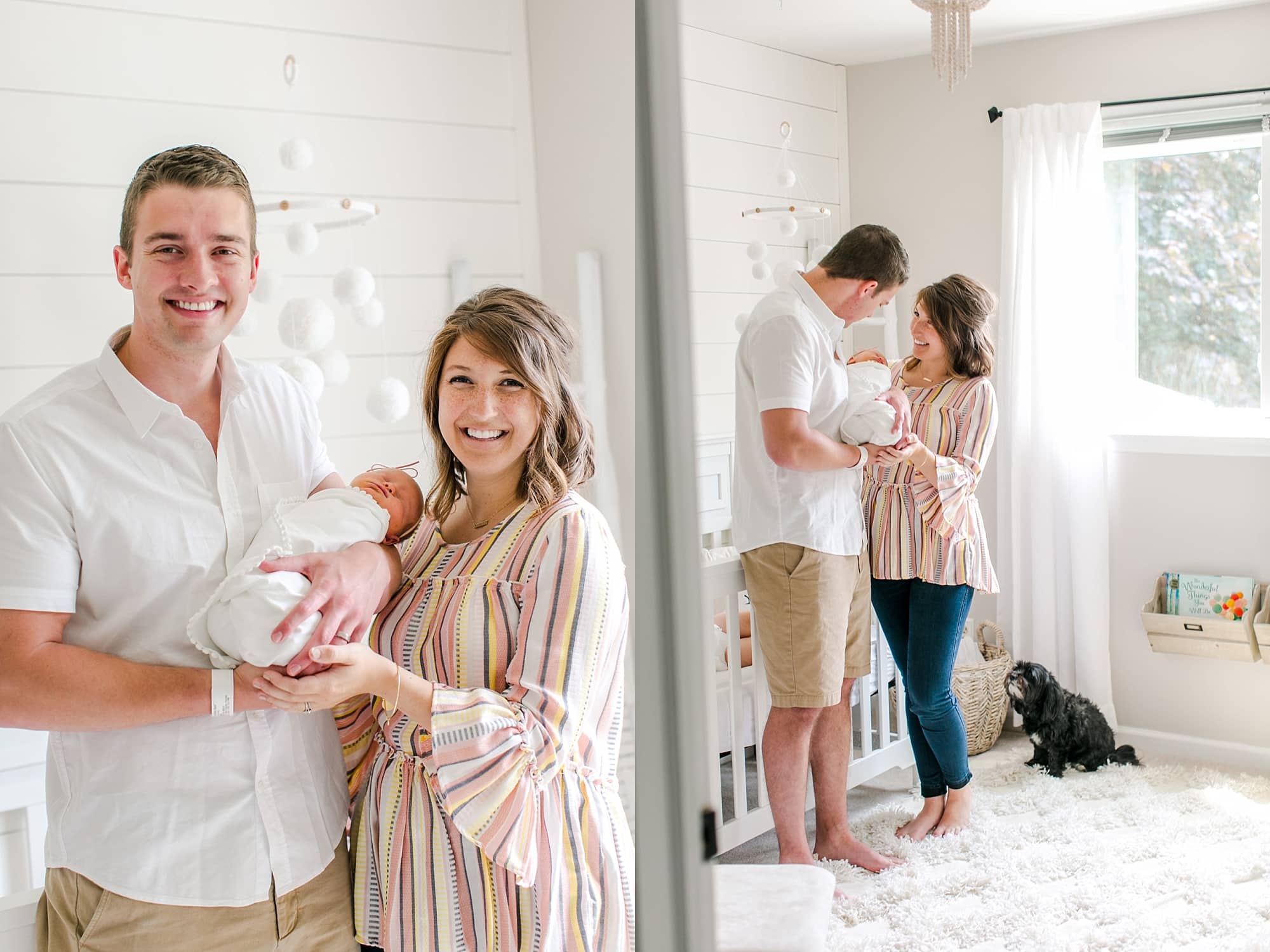 West Palm Beach newborn photo shoot at home with dog