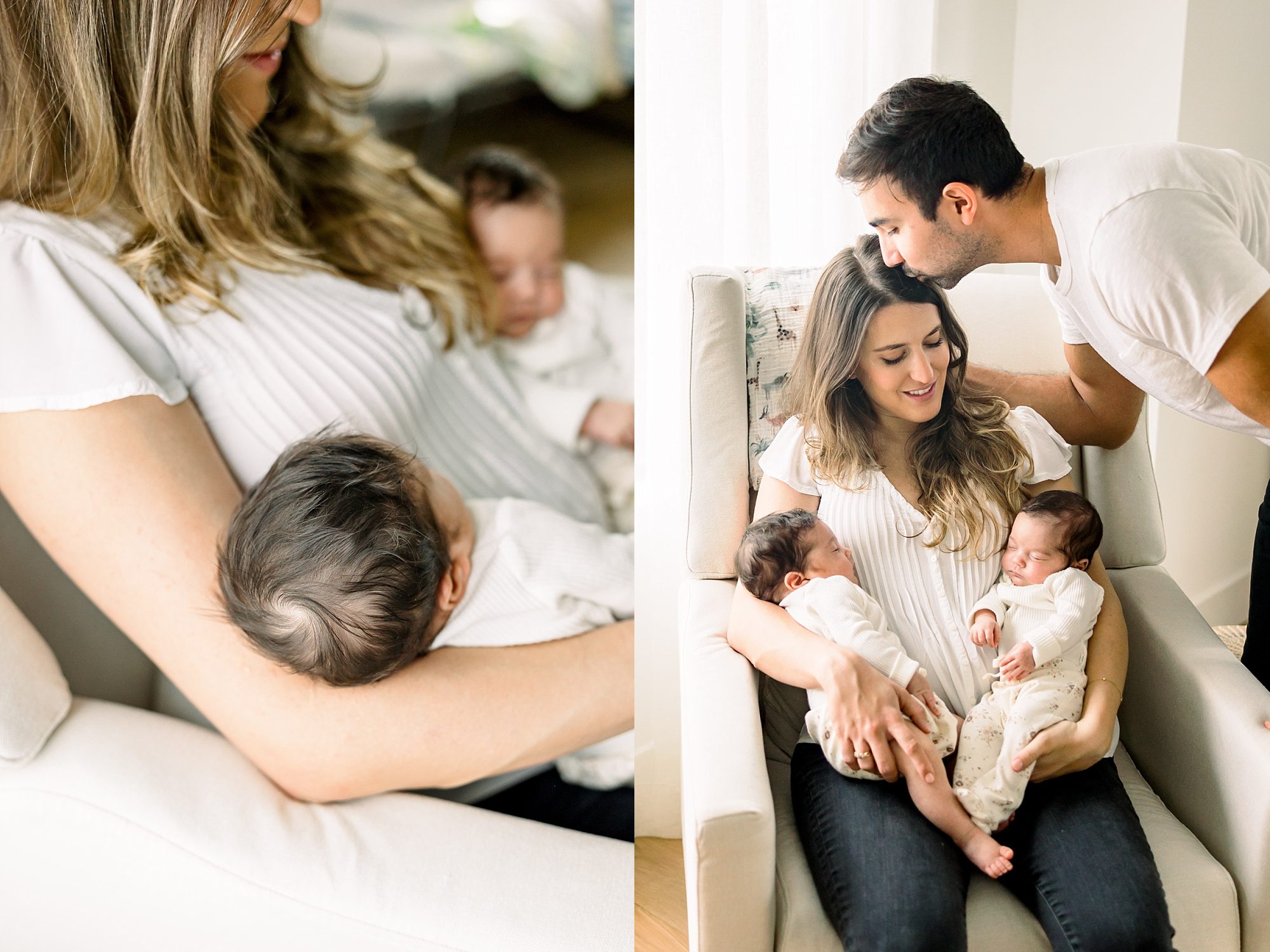 Charlottesville twins newborn photos at home
