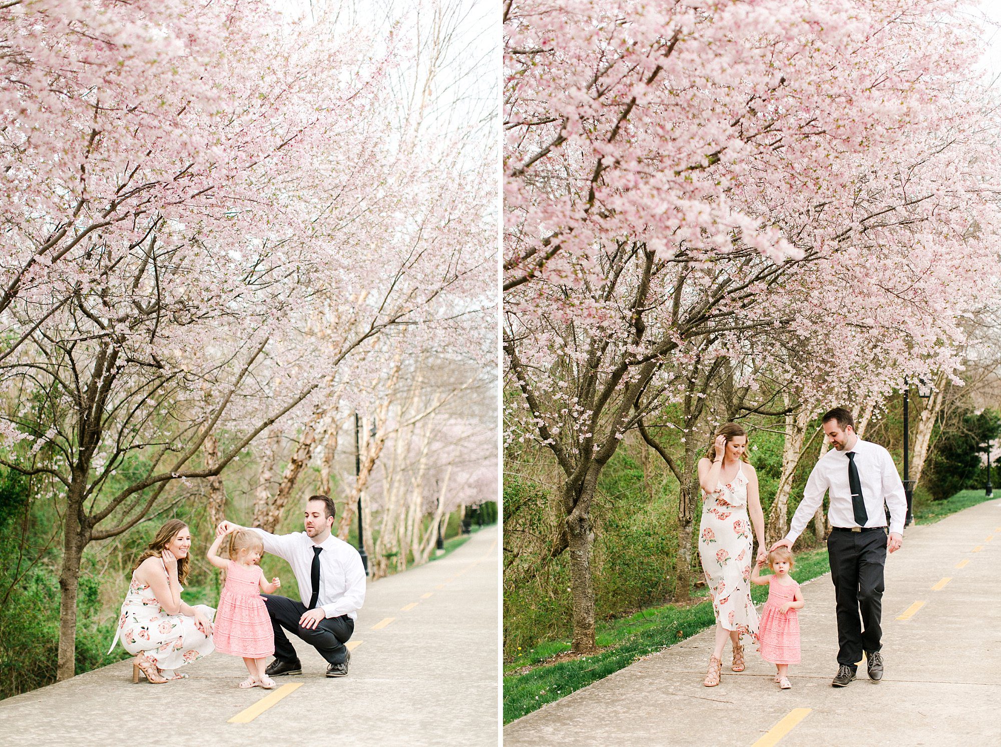 Spring Family Photo Outfits: A Complete Style Guide 11 Couple with child in coordinated casual spring outfits walking through park demonstrating practical spring family photoshoot ideas