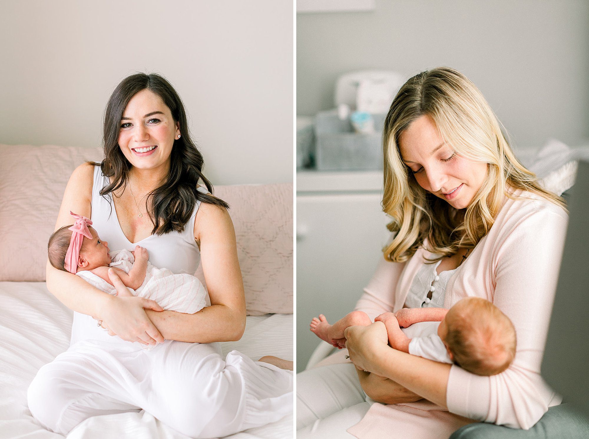 The Best Richmond Midwives : 6 Teams to Guide You Through Birth 7 New mom holding her newborn close in her arms, looking directly at the camera with a proud and gentle smile
New mom sitting in a cozy nursery, lovingly holding her newborn baby in her arms, surrounded by soft, calming decor.