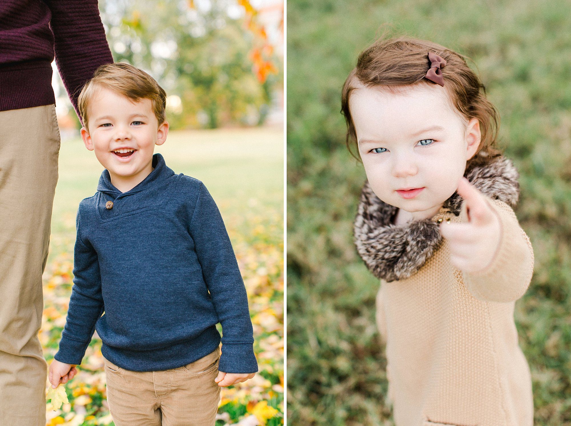 Natural lifestyle fall portraits of children in Charlottesville park surrounded by beautiful autumn colors
